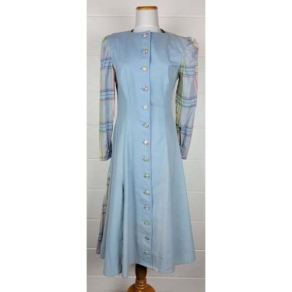 My Heroes Have Always Been Cowboys Dresses & Skirts - Vtg‎ My Heroes Have Always Been Coyboys Blue Plaid Prairie Dress M?